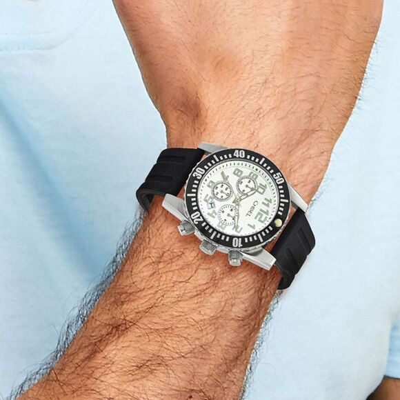 Chisel Mens White Dial Silicone Strap Chronograph Watch - Picture 2 of 2